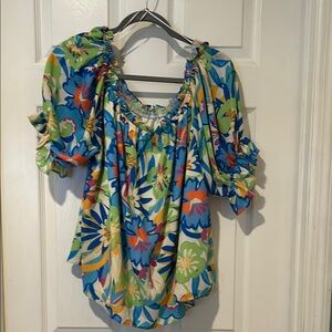 Floral Puff Sleeve Top - Multicolor
